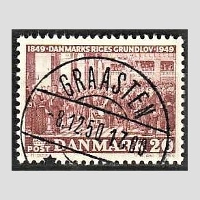 FRIM�RKER DANMARK | 1949 - AFA 315 - Grundloven 100 �r - 20 �re r�dbrun - Lux Stemplet Graasten