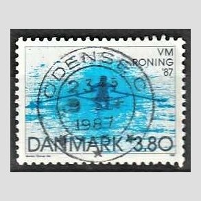 FRIM�RKER DANMARK | 1987 - AFA 887 - WM i roning - 3,80 Kr. bl� - Pragt Stemplet Odense C
