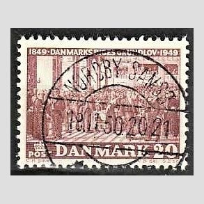 FRIM�RKER DANMARK | 1949 - AFA 315 - Grundloven 100 �r - 20 �re r�dbrun - Lux Stemplet Nordby Sams�