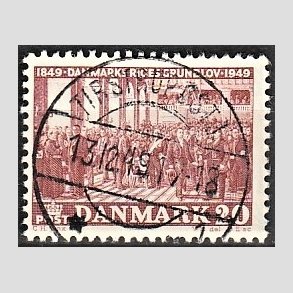 FRIM�RKER DANMARK | 1949 - AFA 315 - Grundloven 100 �r - 20 �re r�dbrun - Lux Stemplet Tirstrup