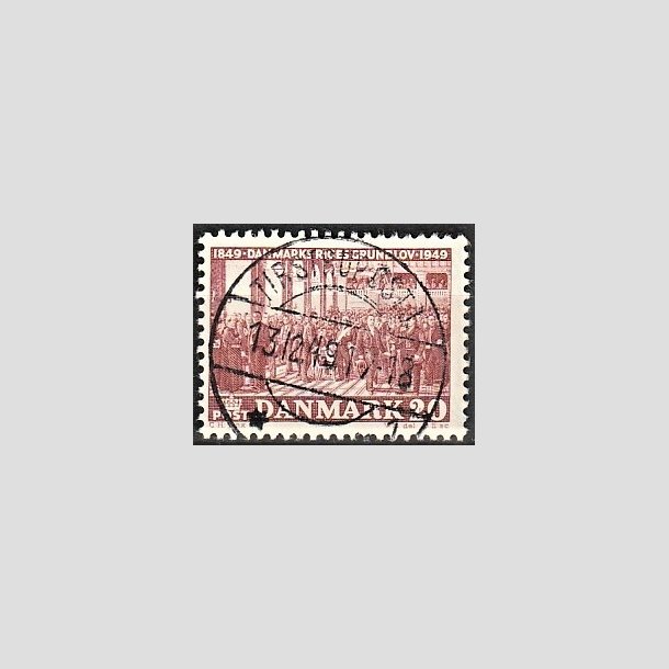 FRIMRKER DANMARK | 1949 - AFA 315 - Grundloven 100 r - 20 re rdbrun - Lux Stemplet Tirstrup