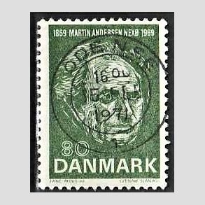 FRIM�RKER DANMARK | 1969 - AFA 485 - Martin Andersen Nex� - 80 �re gr�n - Pragt Stemplet Odense C
