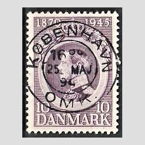 FRIM�RKER DANMARK | 1945 - AFA 290 - Chr. X 75 �r 10 �re violet - Pragt Stemplet K�benhavn