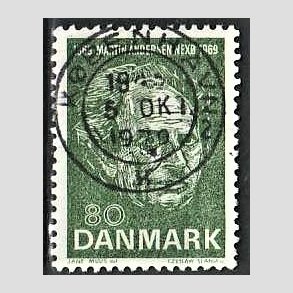 FRIM�RKER DANMARK | 1969 - AFA 485 - Martin Andersen Nex� - 80 �re gr�n - Pragt Stemplet K�benhavn