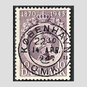 FRIM�RKER DANMARK | 1945 - AFA 290 - Chr. X 75 �r 10 �re violet - Pragt Stemplet K�benhavn
