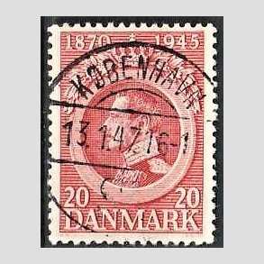 FRIM�RKER DANMARK | 1945 - AFA 291 - Chr. X 75 �r 20 �re r�d - Pragt Stemplet K�benhavn