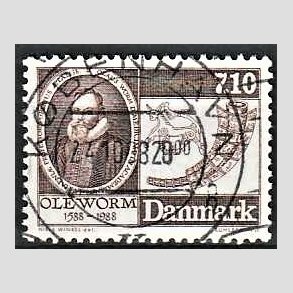 FRIM�RKER DANMARK | 1988 - AFA 905 - Naturforskeren Ole Worm  - 7,10 Kr. brun - Lux Stemplet K�benhavn