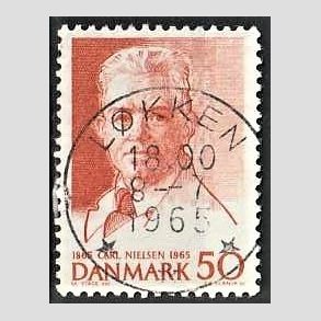 FRIM�RKER DANMARK | 1965 - AFA 435 - Komponist Carl Nielsen - 30 �re oranger�d - Pragt Stemplet L�kken