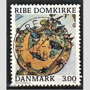 FRIM�RKER DANMARK | 1987 - AFA 879 - Ribe Domkirke - 3,00 Kr. flerfarvet - Pragt Stemplet N�rre Alslev
