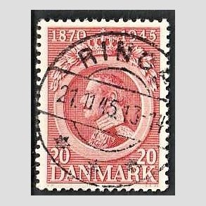 FRIM�RKER DANMARK | 1945 - AFA 291 - Chr. X 75 �r 20 �re r�d - Pragt Stemplet Ringe