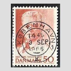 FRIM�RKER DANMARK | 1965 - AFA 435 - Komponist Carl Nielsen - 30 �re oranger�d - Pragt Stemplet K�benhavn