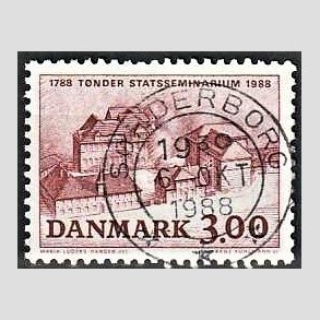 FRIM�RKER DANMARK | 1988 - AFA 916 - T�nder Statsseminarium - 3,00 Kr. brunr�d - Pragt Stemplet S�nderborg