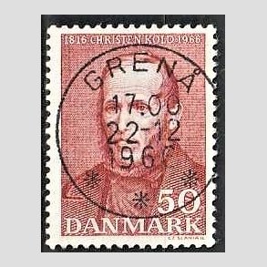 FRIM�RKER DANMARK | 1966 - AFA 444 - Christen Kold - 50 �re brunr�d - Pragt Stemplet Gren�
