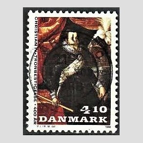 FRIM�RKER DANMARK | 1988 - AFA 904 - Christian d. IV - 4,10 Kr. flerfarvet - Pragt Stemplet �rhus C