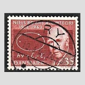 FRIM�RKER DANMARK | 1963 - AFA 420 - Niels Bohr - 35 �re r�dbrun - Pragt Stemplet Ry