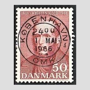 FRIM�RKER DANMARK | 1966 - AFA 444 - Christen Kold - 50 �re brunr�d - Pragt Stemplet K�benhavn
