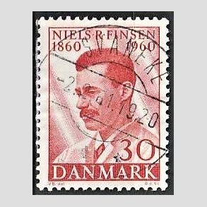 FRIM�RKER DANMARK | 1960 - AFA 387 - Niels R. Finsen - 30 �re r�d - Pragt Stemplet Svaneke