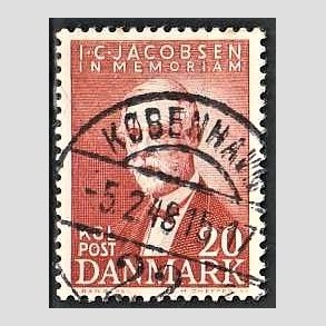 FRIM�RKER DANMARK | 1947 - AFA 305 - I. C. Jacobsen - 20 �re brunr�d - Pragt Stemplet K�benhavn