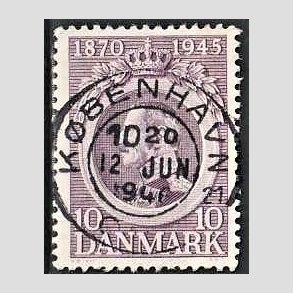 FRIM�RKER DANMARK | 1945 - AFA 290 - Chr. X 75 �r 10 �re violet - Pragt Stemplet K�benhavn