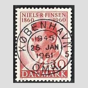FRIM�RKER DANMARK | 1960 - AFA 387 - Niels R. Finsen - 30 �re r�d - Pragt Stemplet K�benhavn