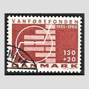 FRIMRKER DANMARK | 1980 - AFA 694 - Vanfrefonden 25 r. - 1,30 Kr. + 20 re brunrd - God gennemsnitskvalitet - Stemplet