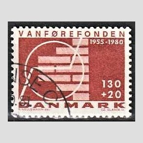FRIMRKER DANMARK | 1980 - AFA 694 - Vanfrefonden 25 r. - 1,30 Kr. + 20 re brunrd - God gennemsnitskvalitet - Stemplet