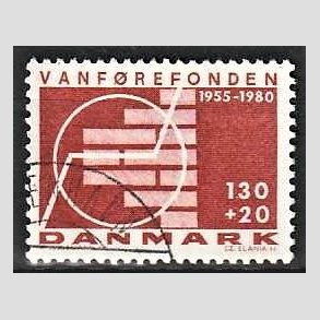 FRIMRKER DANMARK | 1980 - AFA 694 - Vanfrefonden 25 r. - 1,30 Kr. + 20 re brunrd - God gennemsnitskvalitet - Stemplet