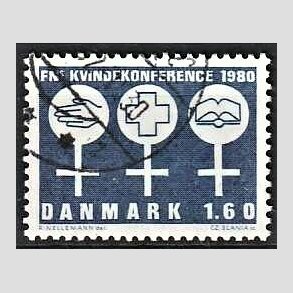 FRIMRKER DANMARK | 1980 - AFA 697 - FNs Kvindekonference - 1,60 Kr. bl - God gennemsnitskvalitet - Stemplet