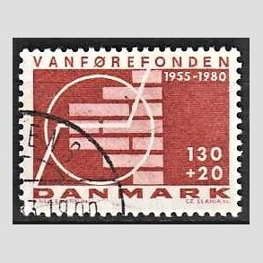 FRIMRKER DANMARK | 1980 - AFA 694 - Vanfrefonden 25 r. - 1,30 Kr. + 20 re brunrd - God gennemsnitskvalitet - Stemplet