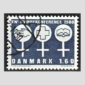 FRIMRKER DANMARK | 1980 - AFA 697 - FNs Kvindekonference - 1,60 Kr. bl - God gennemsnitskvalitet - Stemplet