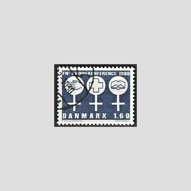 FRIMRKER DANMARK | 1980 - AFA 697 - FNs Kvindekonference - 1,60 Kr. bl - God gennemsnitskvalitet - Stemplet