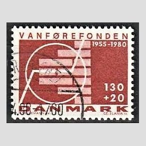FRIMRKER DANMARK | 1980 - AFA 694 - Vanfrefonden 25 r. - 1,30 Kr. + 20 re brunrd - God gennemsnitskvalitet - Stemplet