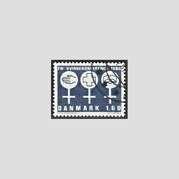 FRIMRKER DANMARK | 1980 - AFA 697 - FNs Kvindekonference - 1,60 Kr. bl - God gennemsnitskvalitet - Stemplet