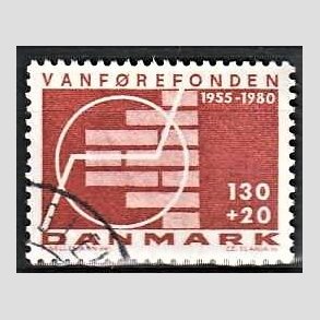FRIMRKER DANMARK | 1980 - AFA 694 - Vanfrefonden 25 r. - 1,30 Kr. + 20 re brunrd - God gennemsnitskvalitet - Stemplet
