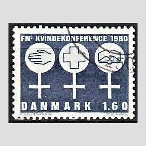 FRIMRKER DANMARK | 1980 - AFA 697 - FNs Kvindekonference - 1,60 Kr. bl - God gennemsnitskvalitet - Stemplet