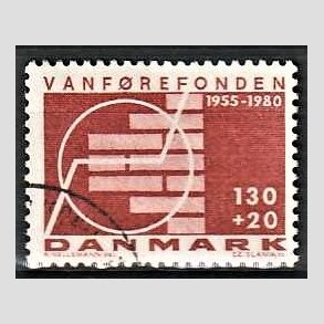 FRIMRKER DANMARK | 1980 - AFA 694 - Vanfrefonden 25 r. - 1,30 Kr. + 20 re brunrd - God gennemsnitskvalitet - Stemplet