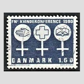 FRIMRKER DANMARK | 1980 - AFA 697 - FNs Kvindekonference - 1,60 Kr. bl - God gennemsnitskvalitet - Stemplet