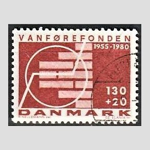 FRIMRKER DANMARK | 1980 - AFA 694 - Vanfrefonden 25 r. - 1,30 Kr. + 20 re brunrd - God gennemsnitskvalitet - Stemplet