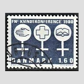FRIMRKER DANMARK | 1980 - AFA 697 - FNs Kvindekonference - 1,60 Kr. bl - God gennemsnitskvalitet - Stemplet