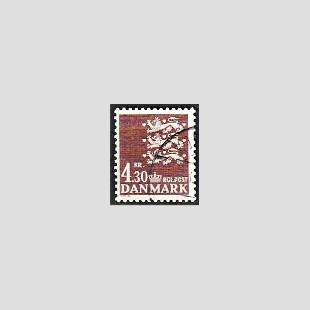 FRIMRKER DANMARK | 1980 - AFA 707 - Rigsvben - 4,30 Kr. brun - God gennemsnitskvalitet - Stemplet