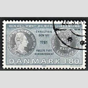 FRIMRKER DANMARK | 1980 - AFA 710 - Gamle danske mnter - 1,80 Kr. bl/blgrn - God gennemsnitskvalitet - Stemplet