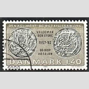 FRIMRKER DANMARK | 1980 - AFA 709 - Gamle danske mnter - 1,40 Kr. olivengrn/sortgrn - God gennemsnitskvalitet - Stemplet 