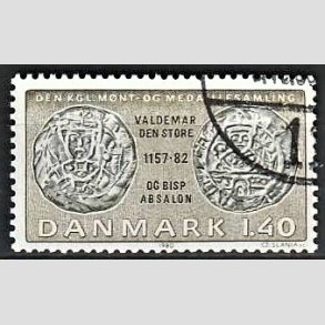 FRIMRKER DANMARK | 1980 - AFA 709 - Gamle danske mnter - 1,40 Kr. olivengrn/sortgrn - God gennemsnitskvalitet - Stemplet 
