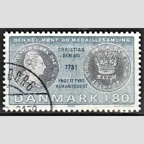 FRIMRKER DANMARK | 1980 - AFA 710 - Gamle danske mnter - 1,80 Kr. bl/blgrn - God gennemsnitskvalitet - Stemplet