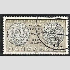 FRIMRKER DANMARK | 1980 - AFA 709 - Gamle danske mnter - 1,40 Kr. olivengrn/sortgrn - God gennemsnitskvalitet - Stemplet 