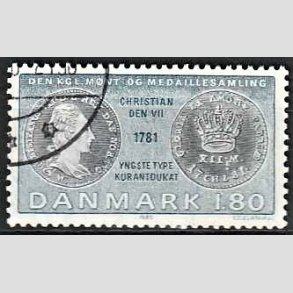 FRIMRKER DANMARK | 1980 - AFA 710 - Gamle danske mnter - 1,80 Kr. bl/blgrn - God gennemsnitskvalitet - Stemplet