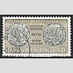 FRIMRKER DANMARK | 1980 - AFA 709 - Gamle danske mnter - 1,40 Kr. olivengrn/sortgrn - God gennemsnitskvalitet - Stemplet 