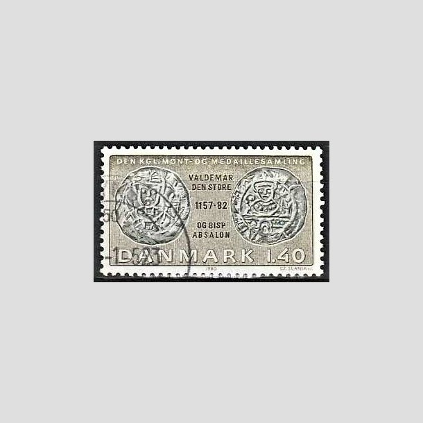 FRIMRKER DANMARK | 1980 - AFA 709 - Gamle danske mnter - 1,40 Kr. olivengrn/sortgrn - God gennemsnitskvalitet - Stemplet 