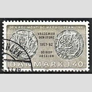FRIMRKER DANMARK | 1980 - AFA 709 - Gamle danske mnter - 1,40 Kr. olivengrn/sortgrn - God gennemsnitskvalitet - Stemplet 