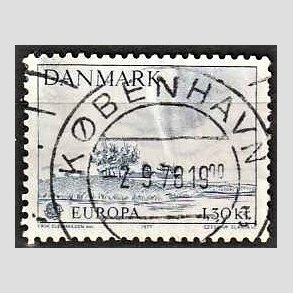 FRIM�RKER DANMARK | 1977 - AFA 636 - Europam�rke 1,30 Kr. bl� - Pragt Stemplet K�benhavn